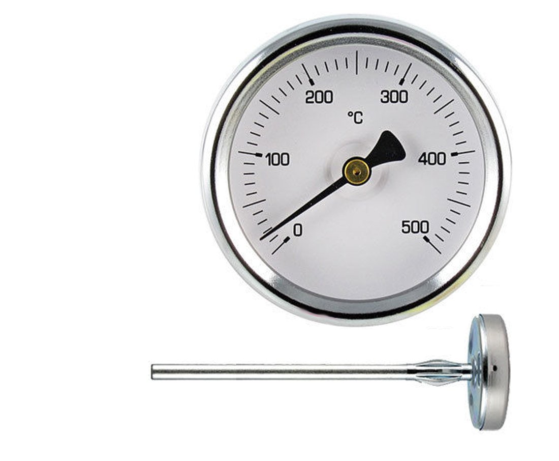 Thermomètre 0-500° pour fours à pizza et barbecues Ø63 mm. Sonde 200 mm