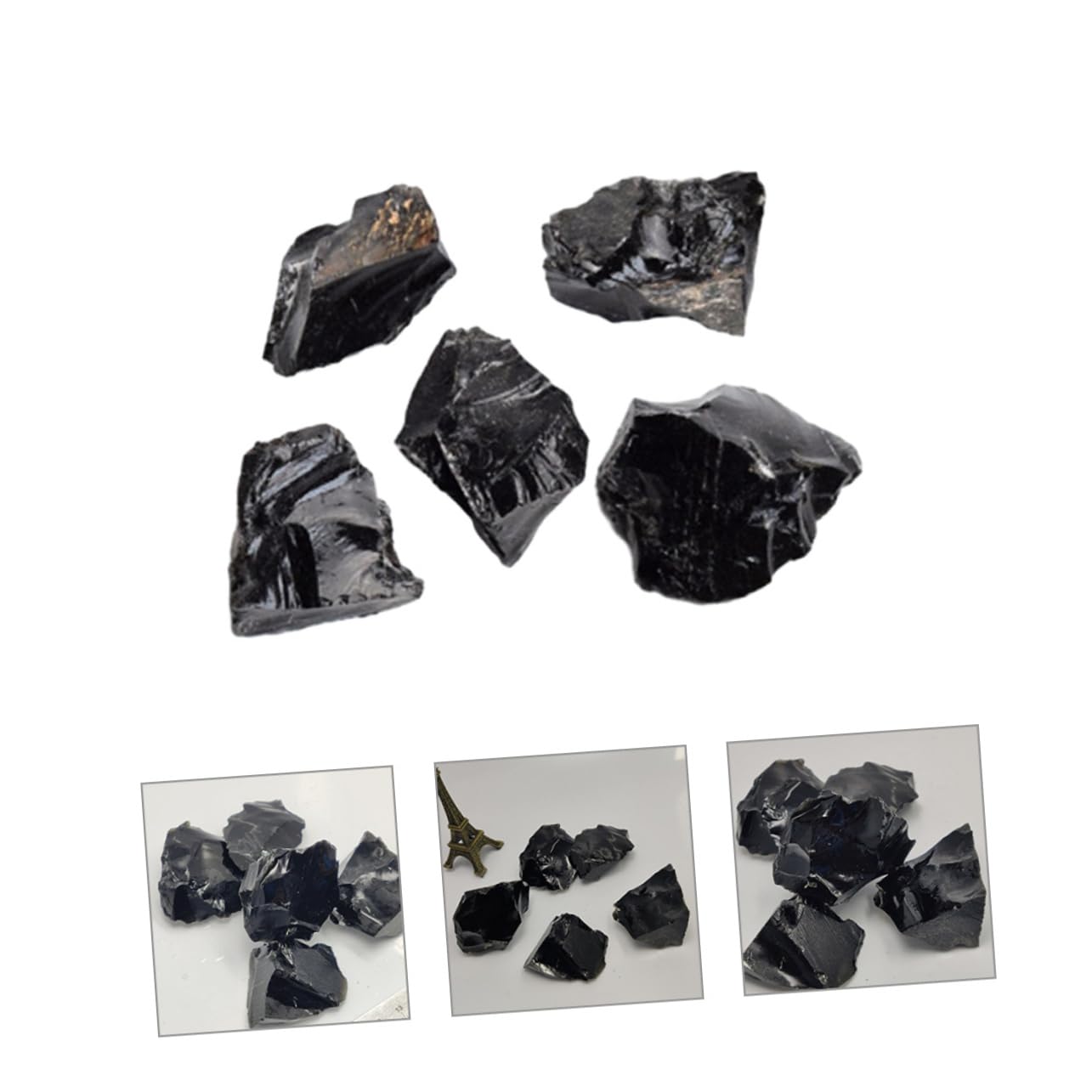 VALICLUD 5 Sätze Obsidian Duftstein Chakra-ausgleichssteine Natürlicher Obsidianstein Obsidian-dekoration Obsidianstein Für Zu Hause Obsidiansteine Natürlicher Kristall Schwarz 5 Stücke * 5