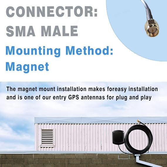 GPS Active Antenna Rectangular Shape SMA Connector Navigation Antenna Magnet Mount