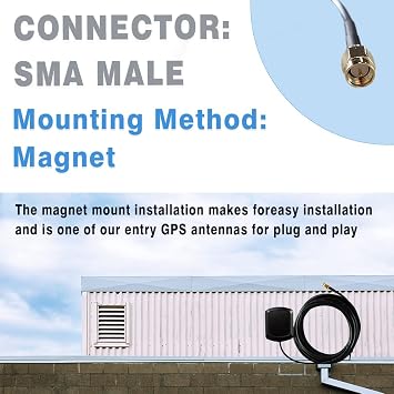 GPS Active Antenna Rectangular Shape SMA Connector Navigation Antenna Magnet Mount