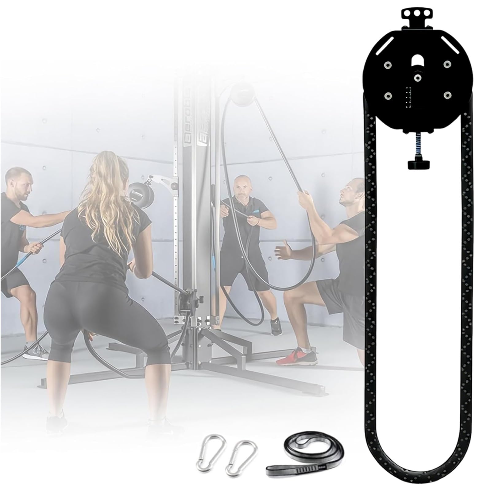 Endless Rope Trainer, przenośny system pasów kablowych, system z regulowanym oporem, wyposażenie domu na siłownię, do uchwytu, broni, pleców, ćwiczeń koordynacyjnych (czarny)