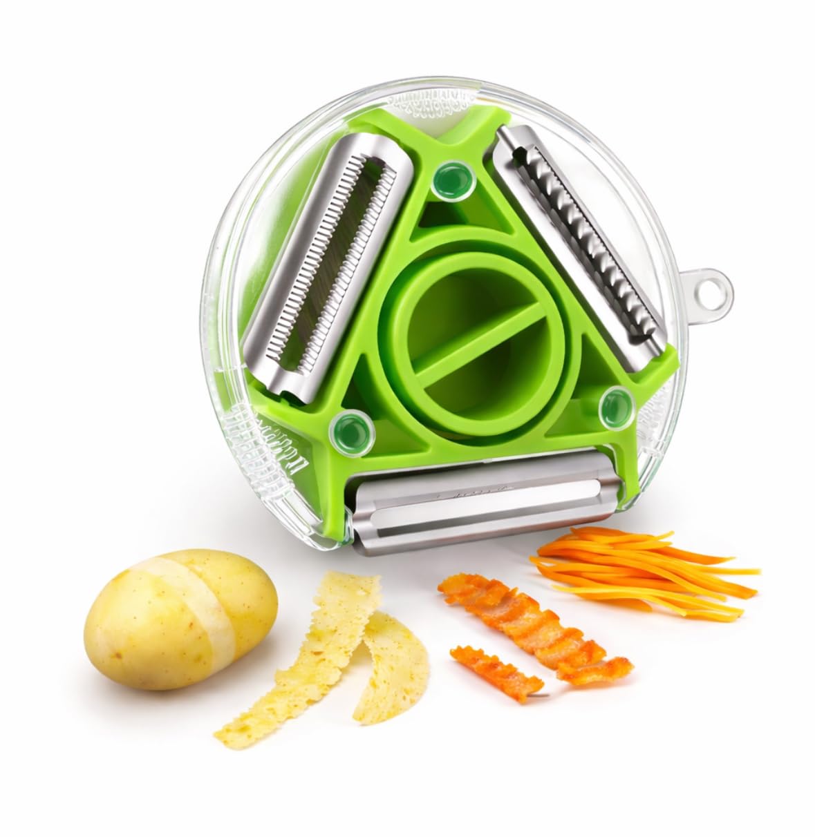 3-in-1 Rotating Vegetable & Fruit Peeler – Stainless Steel Blades – Multi-Function Kitchen Peeler for Potatoes, Carrots & Fruit