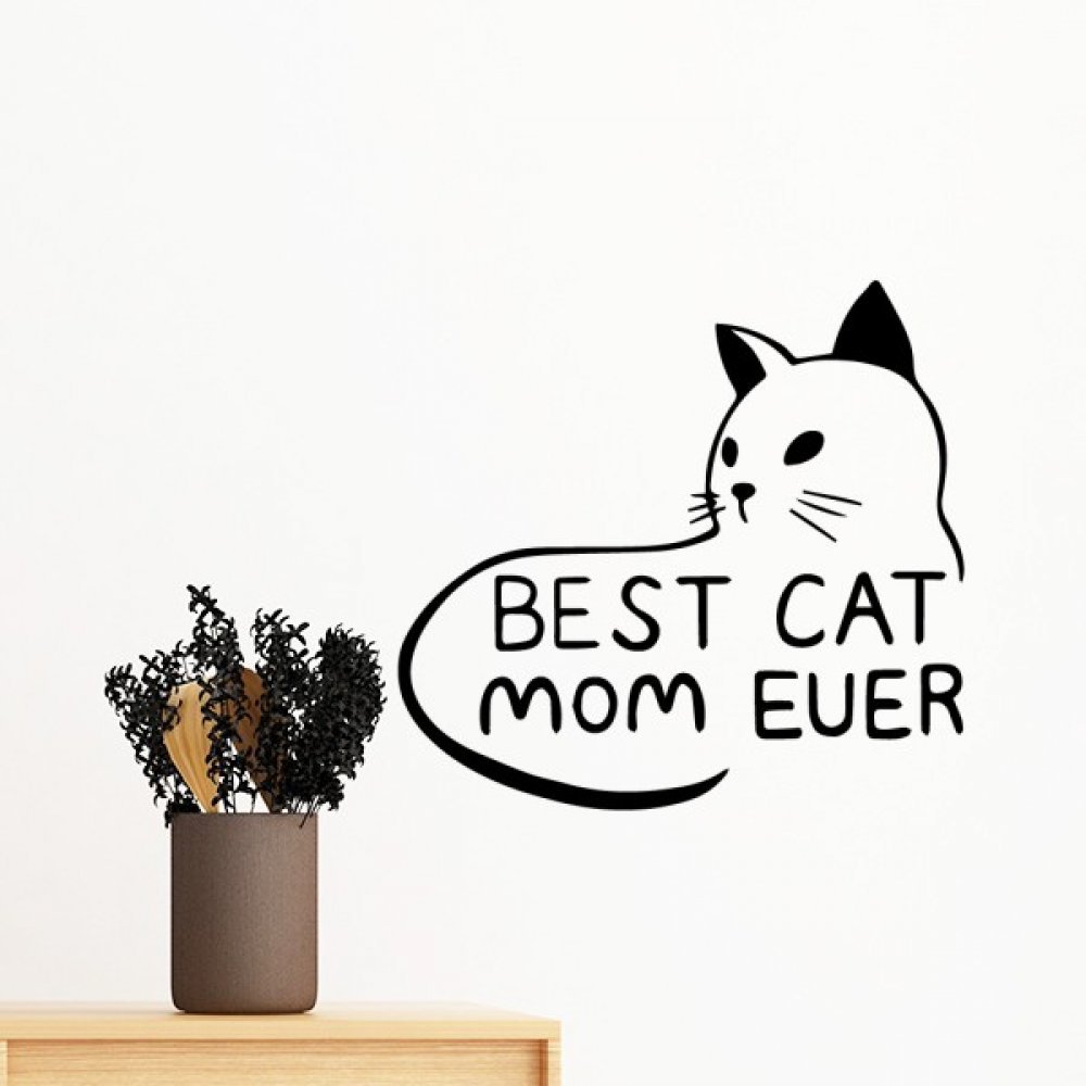 Sticker mural chat maman amovible 50cm papier peint chambre décor
