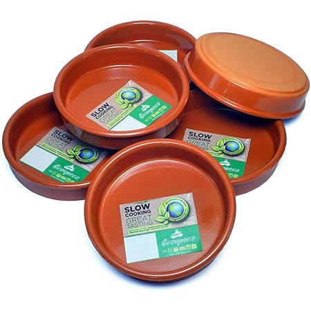 Amazon スペイン製 テラコッタ 陶器製 カスエラ 土鍋 14cm 1人用 プロ用 オーブン 直火可 アヒージョ鍋 Graupera 6枚セット 土鍋 オンライン通販