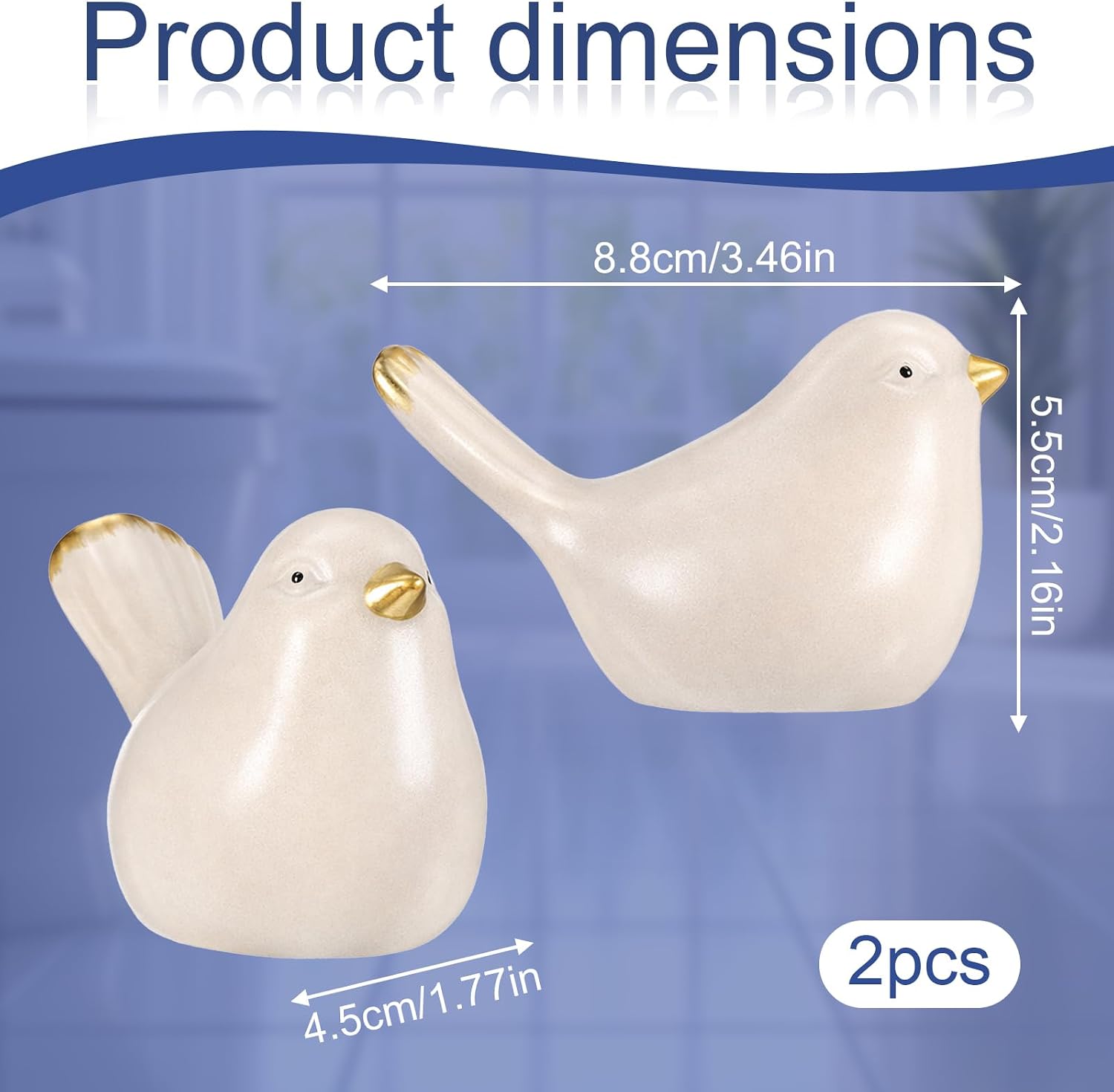 2 Packs Birds Toilet Bolt Covers Decorative, Toilet Screw Covers Bowl Caps for Bolts,Ceramic Toilets Cap for Bottom Of Toilets,Bathroom Replacement Parts for Bathroom Decor image 3