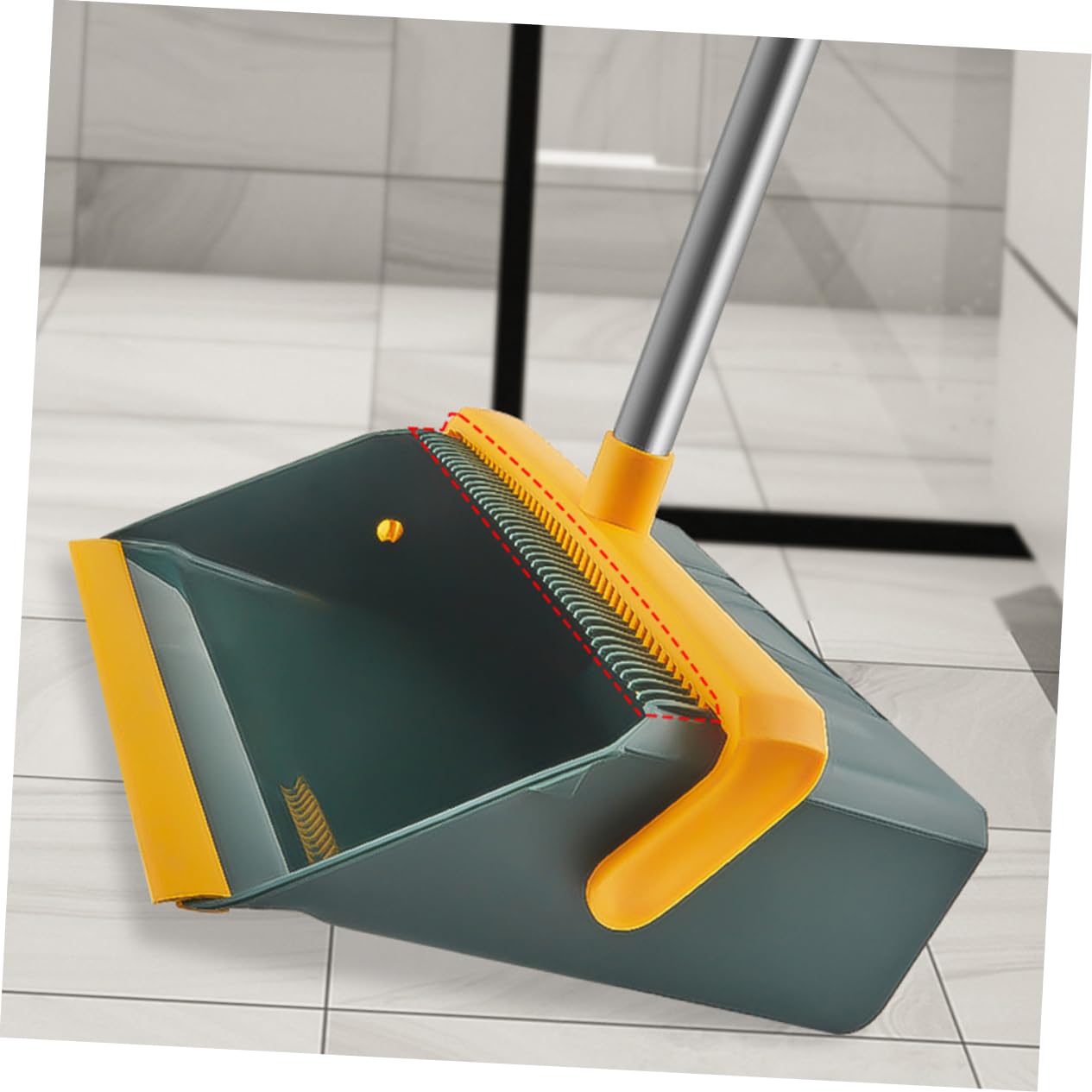 Yardenfun 1Set Long Handle Broom Set with Dustpan Kit Ergonomic Household Cleaning Broom and Dustpan for Easy Indoor Outdoor Use for Home Garage and More