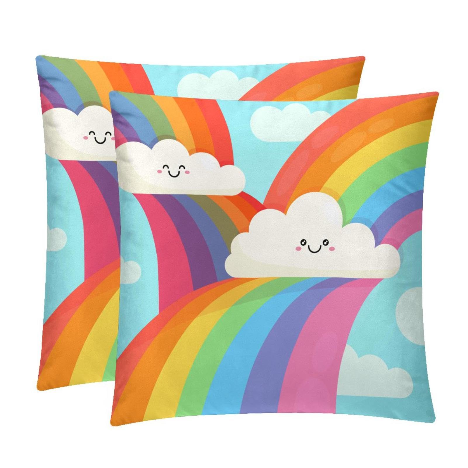 TDGKPZ Colorful Rainbow Throw Pillow Covers 2 Pack Cushion Cases Decorative Pillow Cases Home Decor 50x50cm