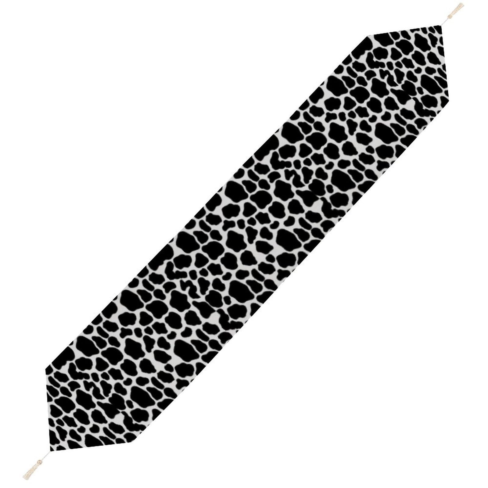 JZemdybill 200*33cm Table Runner with Tassel, Cow Pattern Milk Cow Table Runner, Table Decoration for Kitchen, Party, Restaurant