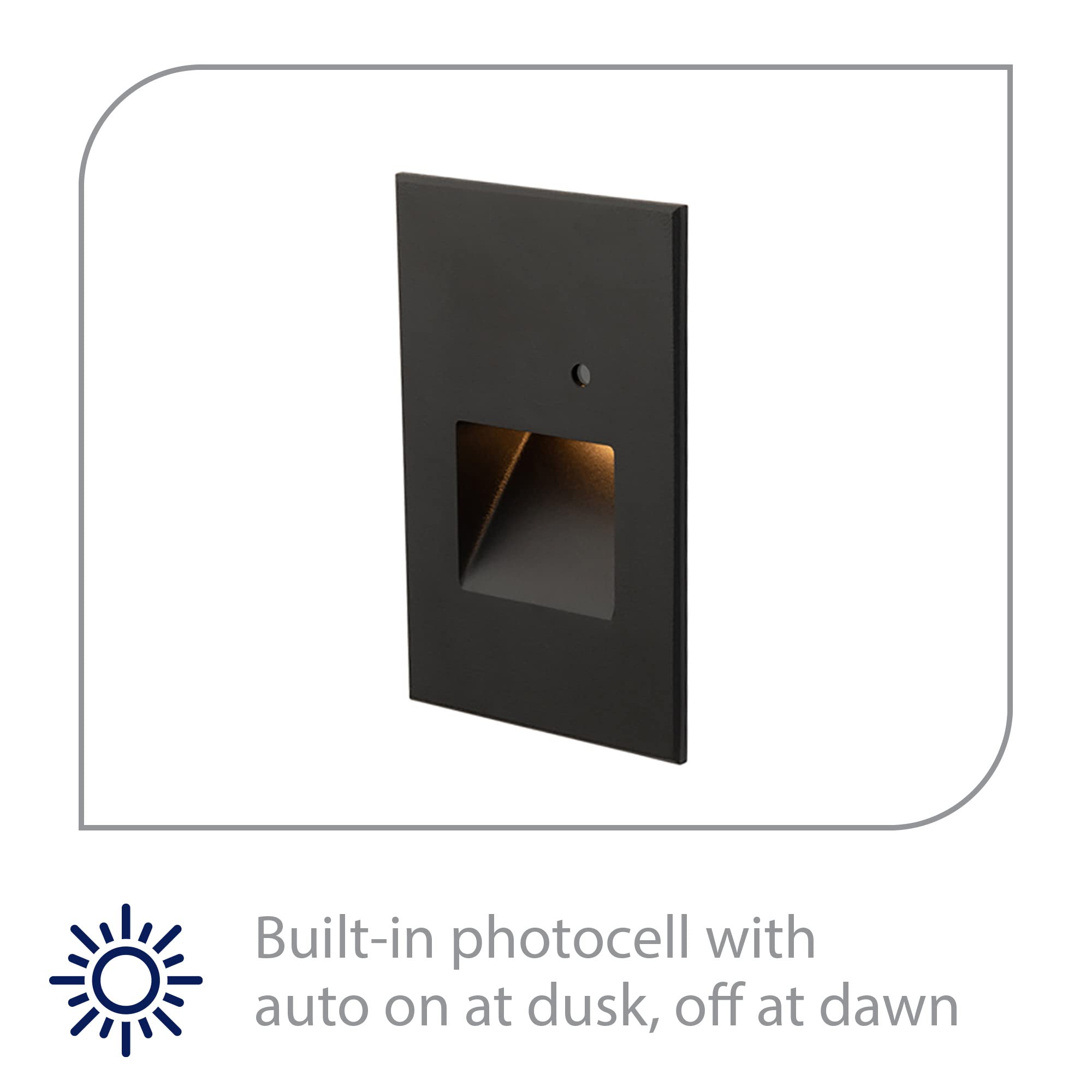 WAC Landscape Lighting, LEDme 120V LED Vertical Indoor and Outdoor Step and Wall Light with Daylight Photocell Sensor Amber 1800K LED in Black