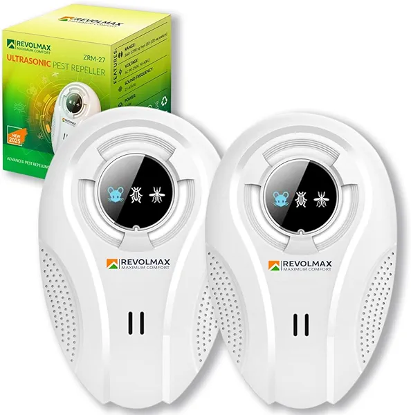 RX-78, Ultrasonic Pest Control Repeller - Electronic & Ultrasound, Indoor Plug-in Repellent - Get rid of - Rodents, Mice, Squirrels, Bats, Insects, Bed Bugs, Ants, Fleas, Spiders, Roaches (2Pack)