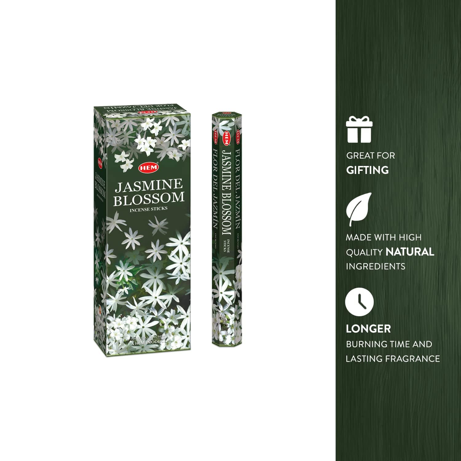 Jasmine Blossom - Box of Six 20 Stick Hex Tubes - HEM Incense Hand Rolled In India