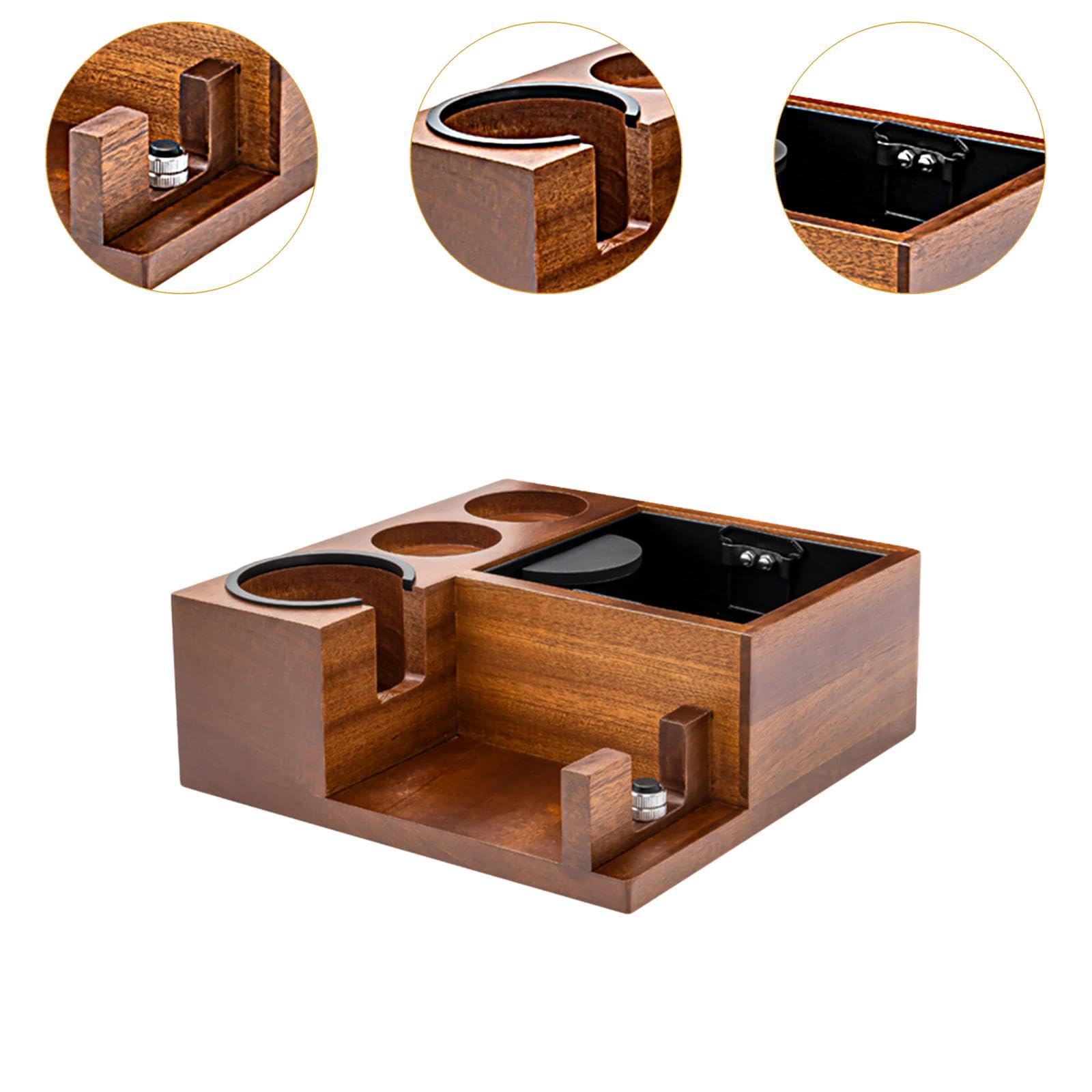 Espresso Boîte à Station Tamper Distributeur Accessoires Organisateur en Bois PP Fer Silicone Antidérapant Réglable Adapté à
