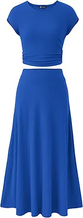 PRETTYGARDEN Two Piece Skirt Set for Women 2025 Summer Spring Dressy Casual Knit Travel Vacation Matching Lounge Outfits