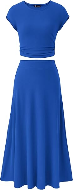 PRETTYGARDEN Two Piece Skirt Set for Women 2025 Summer Spring Dressy Casual Knit Travel Vacation Matching Lounge Outfits