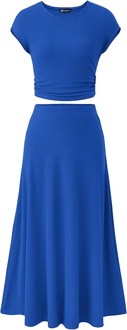 PRETTYGARDEN Two Piece Skirt Set for Women 2025 Summer Spring Dressy Casual Knit Travel Vacation Matching Lounge Outfits