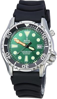 RATIO FreeDiver Helium Safe Dive Watch Stainless Steel Automatic Diver Watch 1000M Water Resistant Diving Watch for Men