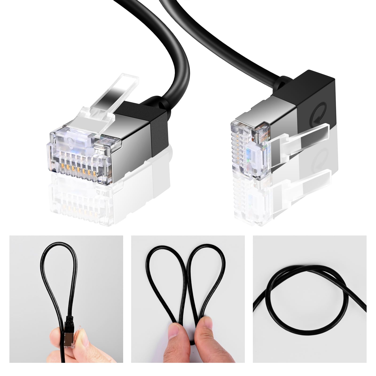 Dutevolns Ultra Thin 90° rechthoekig Cat 6A Ethernet kabel 5m 2
