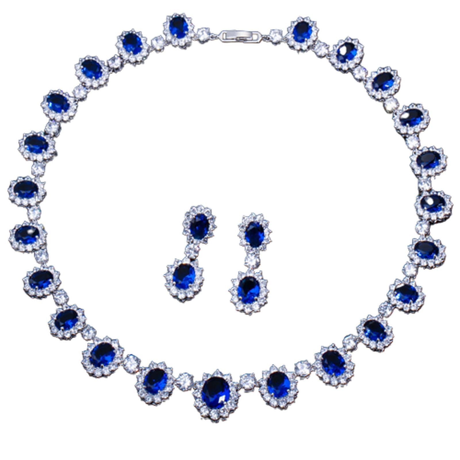 Joyería Nupcial de Boda para Mujer, Collar AAA+Zirconio Conjunto de Joyas Libres de Alergia Boda Compromiso Regalo de Cumpleaños, Conjunto de Joyería Nupcial para Mujer para Festival