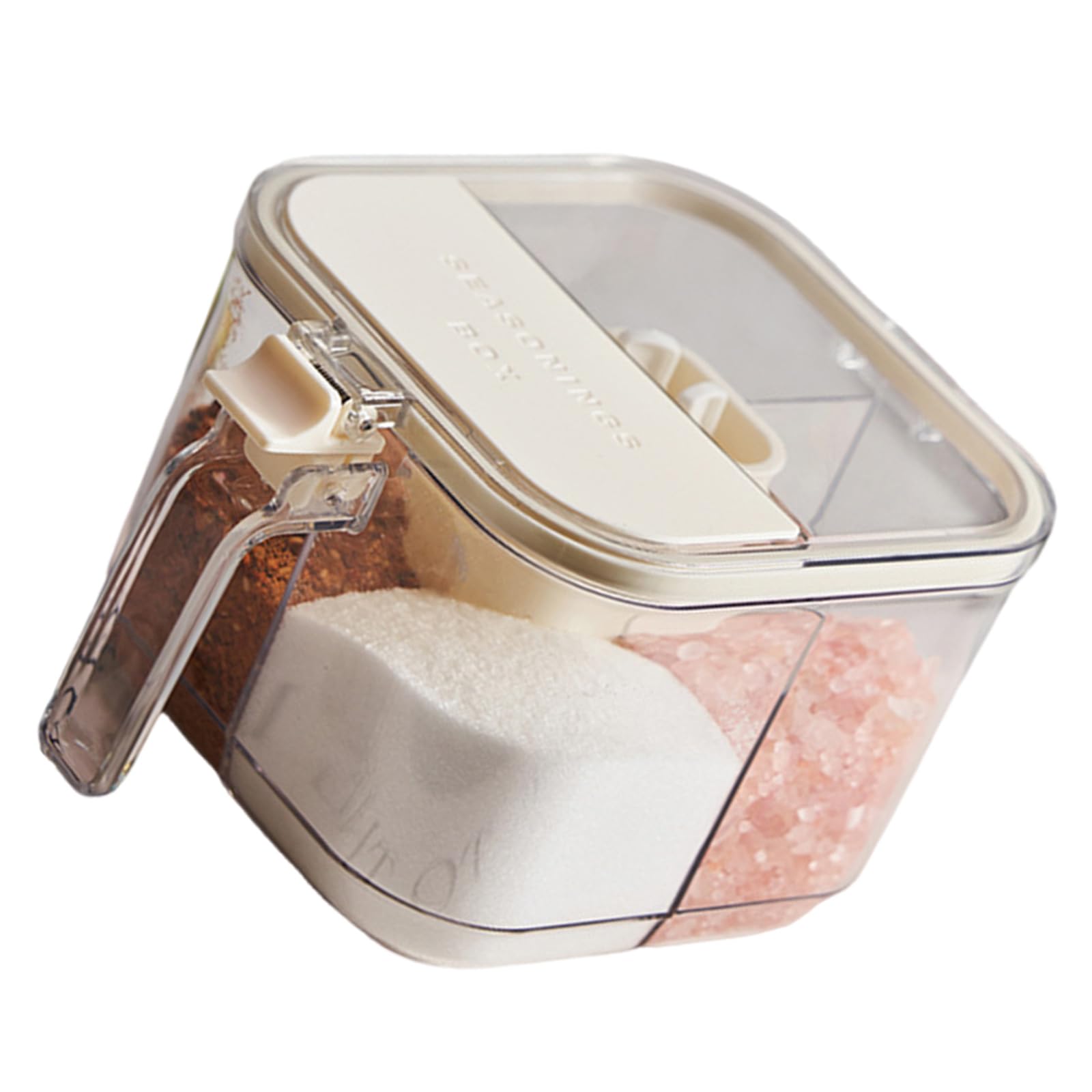 Tsophreniq Multifunctional Kitchen Spices Organizers with Sealed Compartments and Integrated Scoops for Spices and Powders Sealed Condiment Jars Set