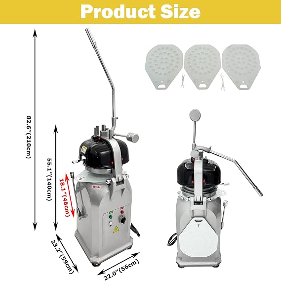 TECHTONGDA 36 Blocks Semi-Automatic Dough Divider & Rounder Commercial Dough Splitting Ball Machine 0.7oz-2.5oz Dividing & Rounding Machine 5S-8S Dough Rounding for Pizzas, Burgers, Bread 110V