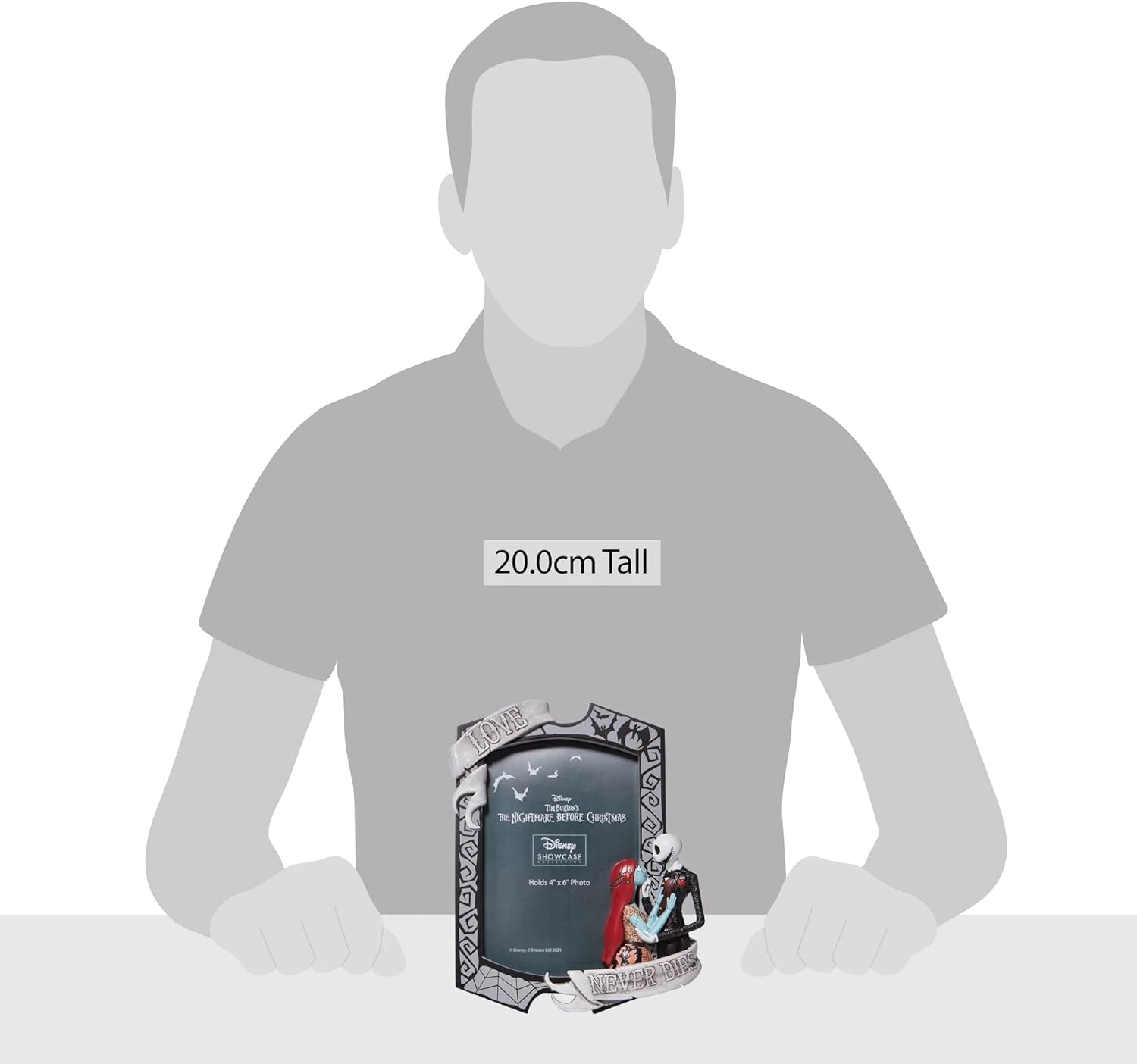 Enesco Disney Showcase Couture de Force The Nightmare Before Christmas Jack and Sally Love Never Dies Picture Photo Frame, 7.875 Inch, Silver