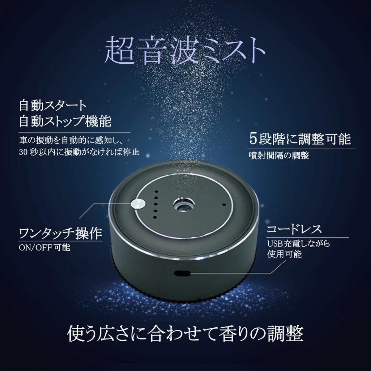 超音波式♪車用アロマディフューザー水不要