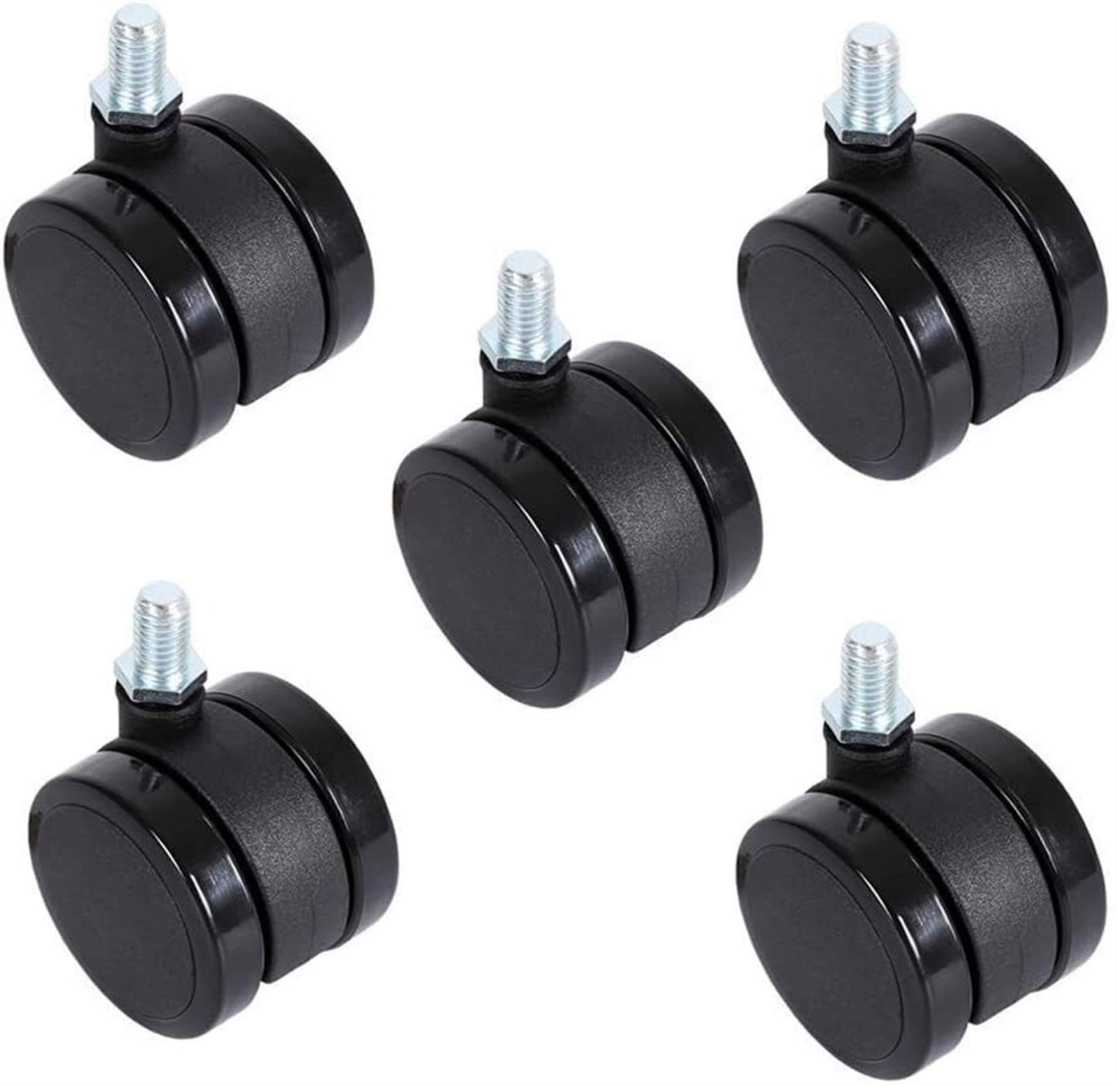 SBTXHJWCGLD 5pcs Ruedas para Muebles Ruedas para sillas de Oficina Ruedas de vástago de Rueda Doble M10 × 15 mm Perno de Rosca Ruedas de Repuesto para Muebles de 2 Pulgadas Ruedas giratorias u