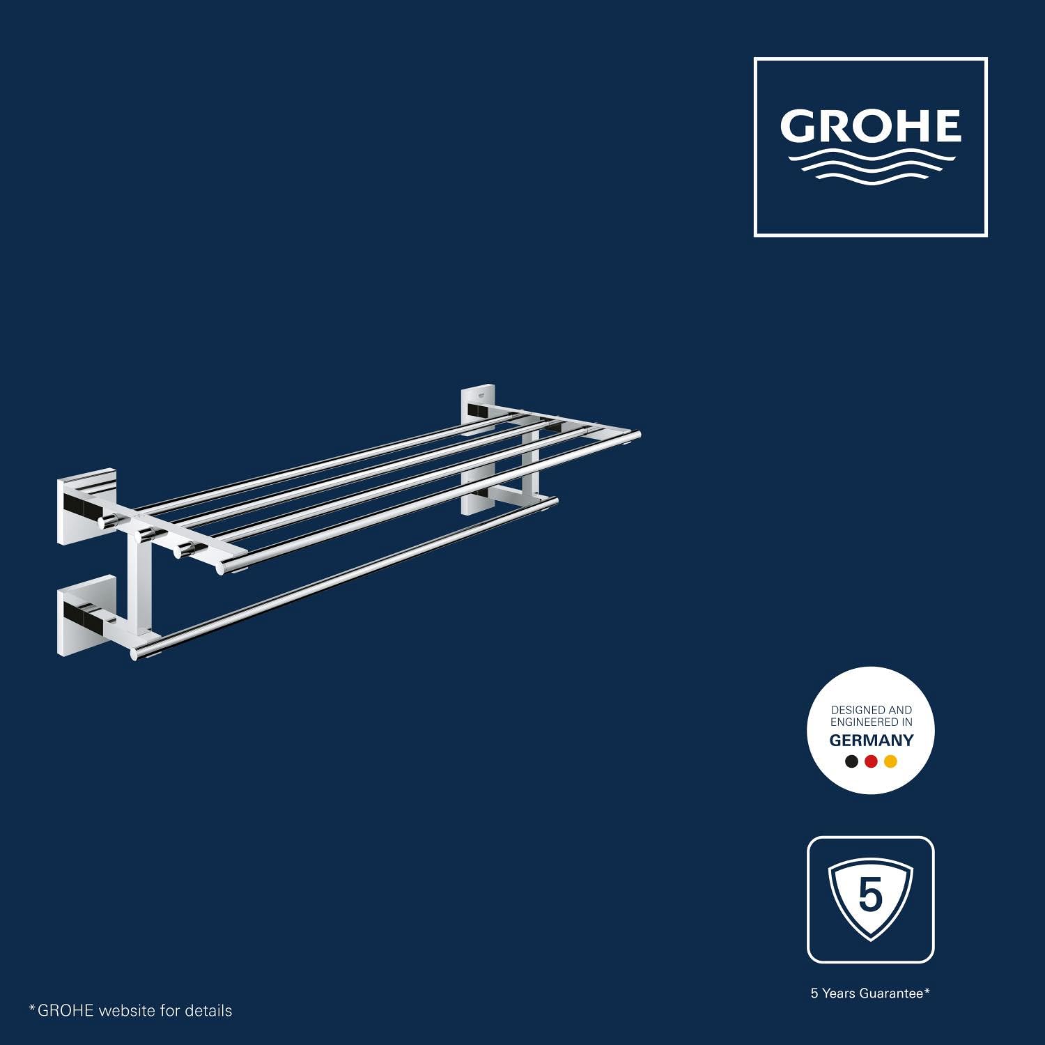 Grohe Start Cube QuickFix - Barra para toallas múltiple, cromo, para atornillar con QuickScrew, no pegamento, ref. 41099000