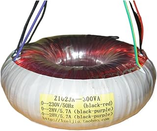 Transformador de Audio Hi-Fi de 300 VA con Cable Rojo Tipo O (tamaño 45 x 136 mm)