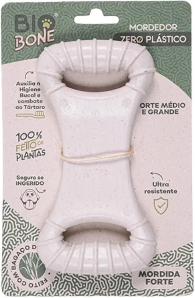 Mordedor Natural Biobone Osso Brinquedo Cães Roer Cães Médio Mordida Forte Fibra de Cana de Acúcar sem plático