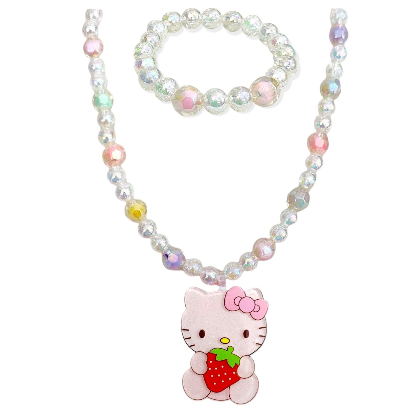 AMYCAUR Girl Princess Pendant Necklace & Bracelet Jewellery Set For kids, Girls | birthdays, parties, and special occasions Jewellery Gifts Set For Little Girl Toddler Random Design 2