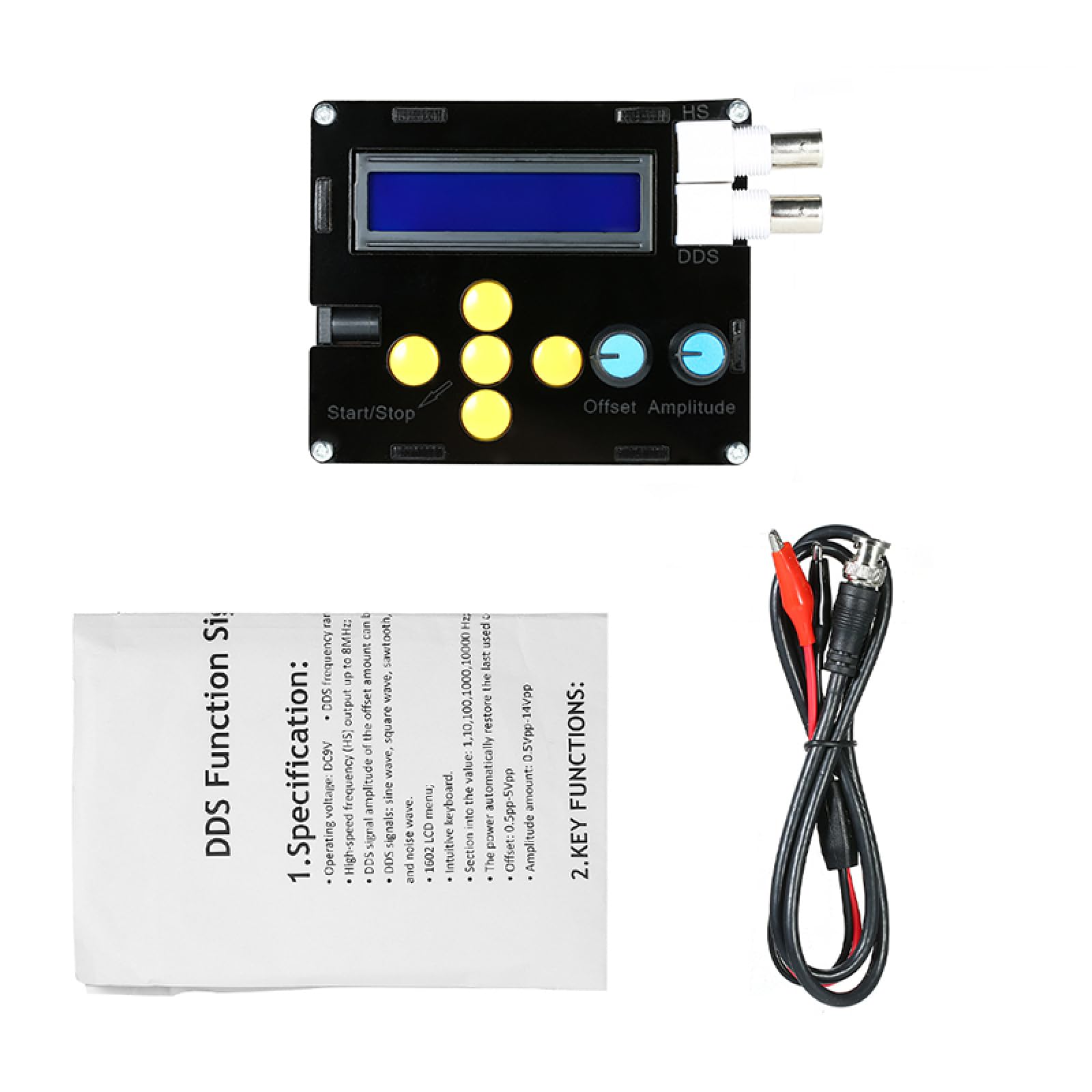 WANSUPYIN New Function DC9V DDS Signal Generator Sine Square Triangle Sawtooth Wave Low Frequency with LCD Display