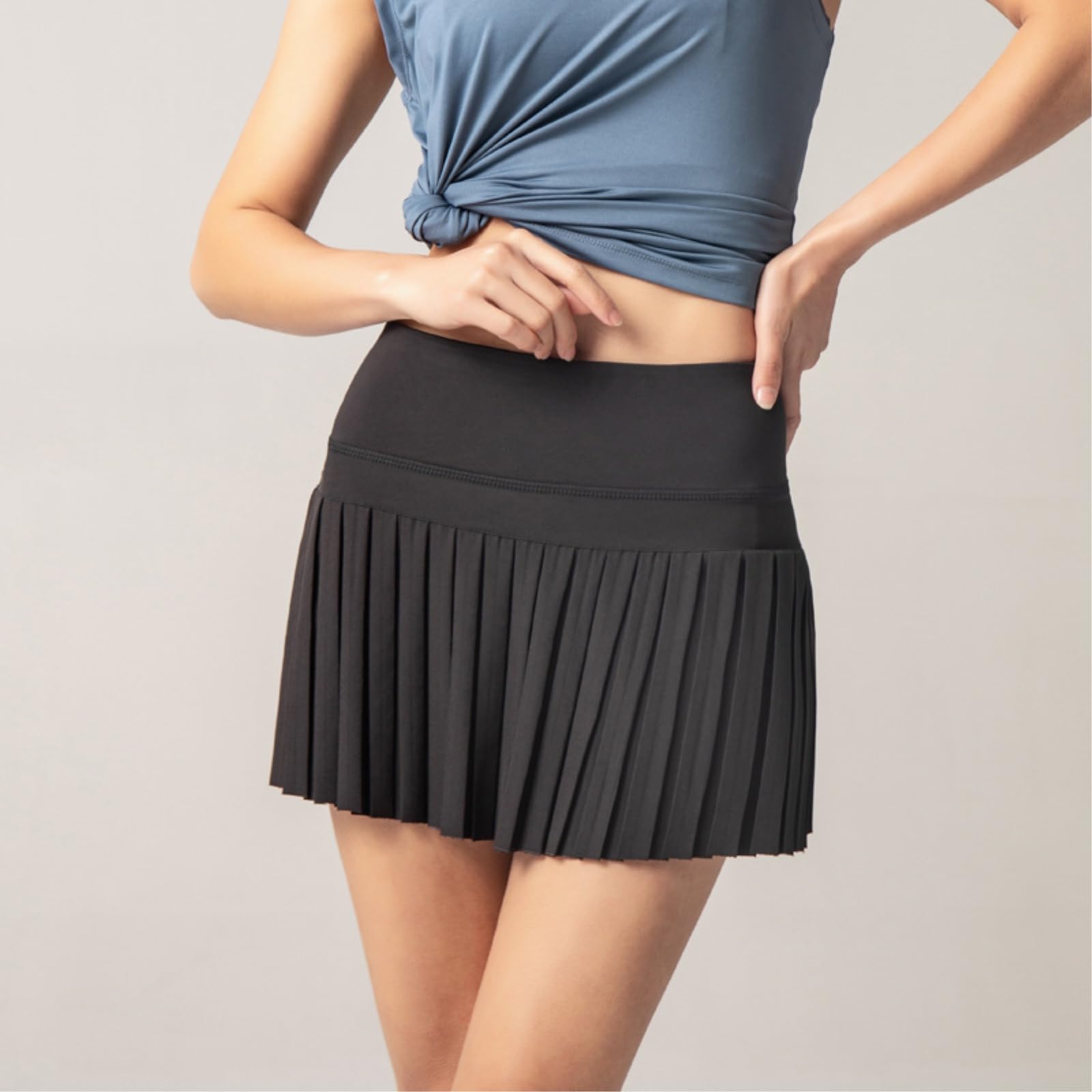 Jupe De Tennis Femme Jeune Golf Plissée Anti-Exposition des Femmes D'été Fitness Taille Haute-Black-m