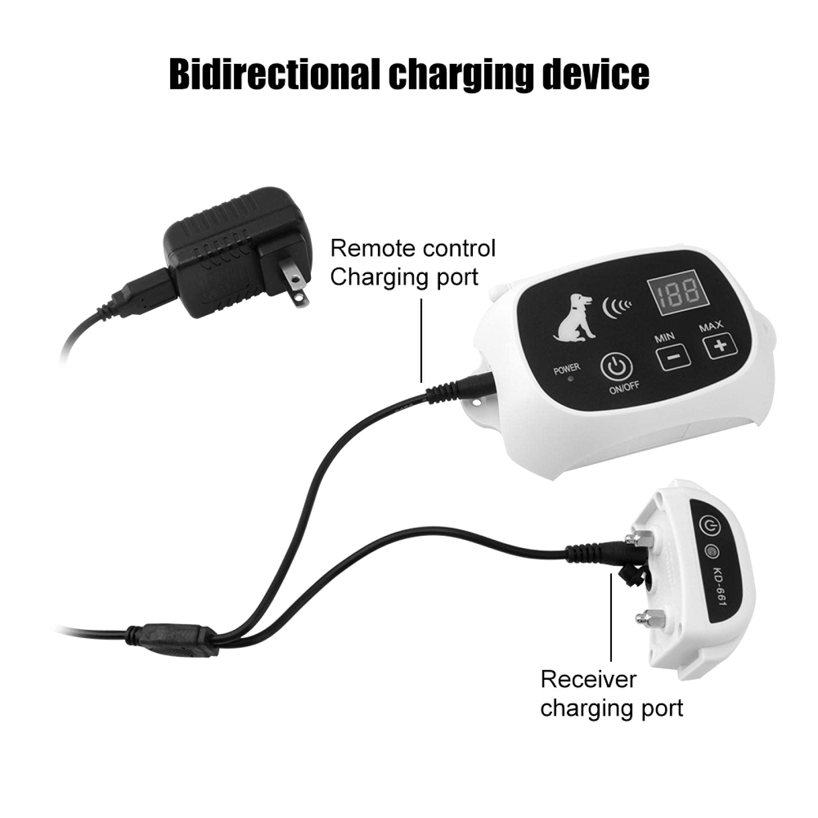 Système à Distance de clôture pour Chien sans Fil KD-661 Gros Chiens Dispositif de clôture électronique Collier de Dressage pour Animaux de Compagnie étanche Choc électrique réglable 1with1