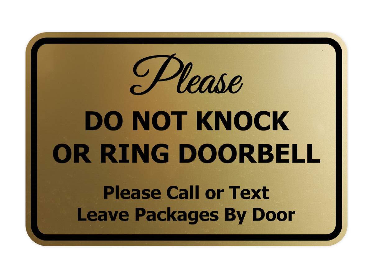 Signs ByLITA Classic Framed Please Do Not Knock Or Ring Doorbell Wall or Door Sign - Easy Installation | Mail Delivery Instruction | Do Not Disturb (