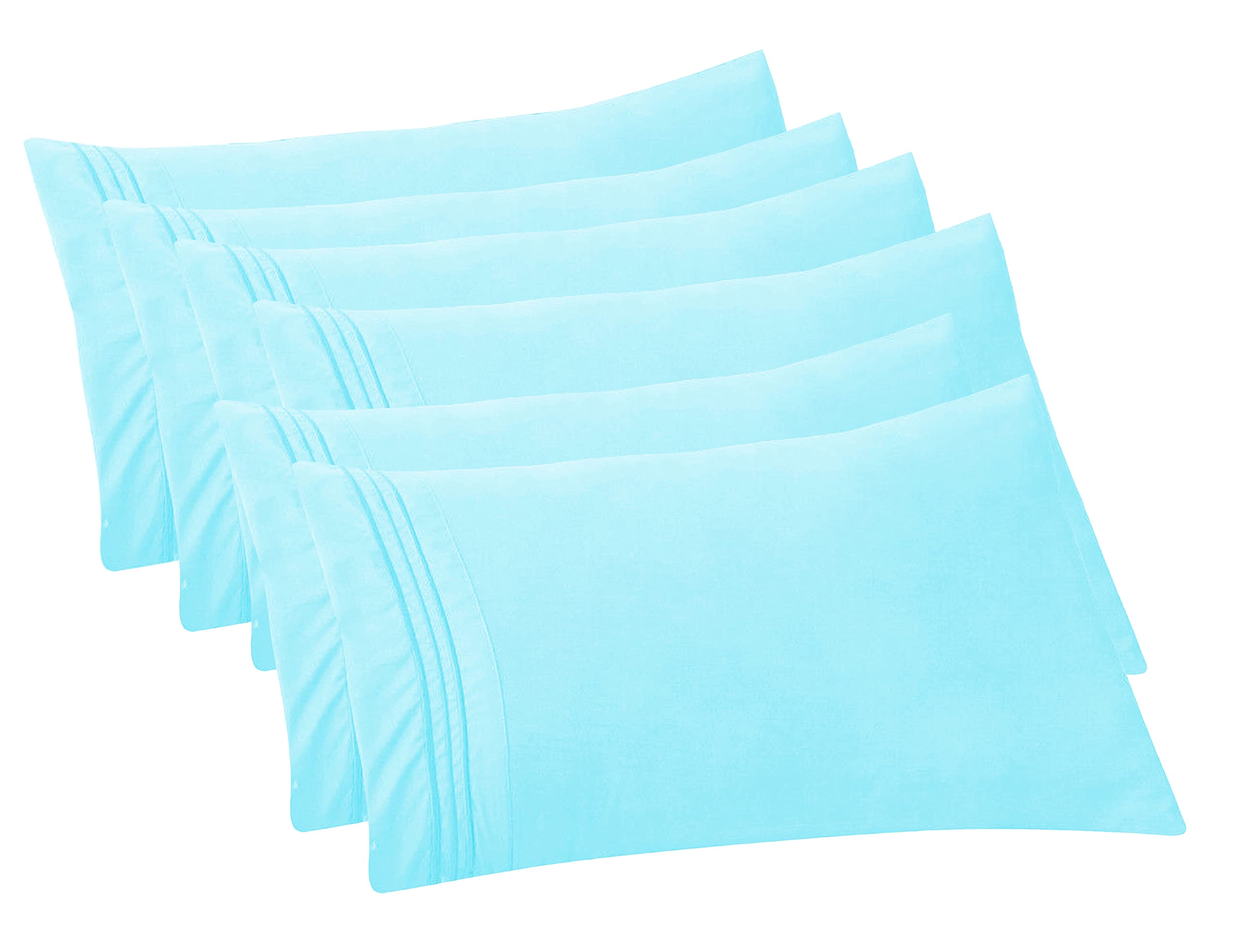Elegant Comfort 6-Pack Pillowcases – 1500 Thread Count Microfiber, Standard/Queen Size, Wrinkle & Stain Resistant, Navy Blue - View #2