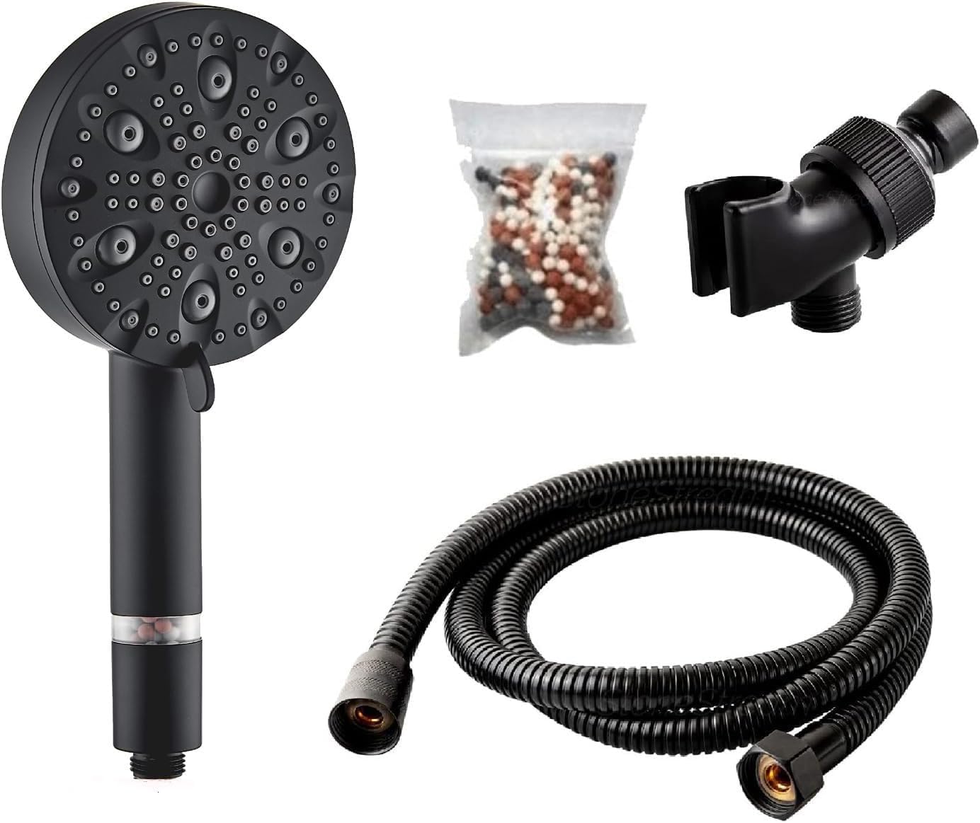 Original StoneStream 9 Spray Mode Black Shower Head + Hose + Adapter