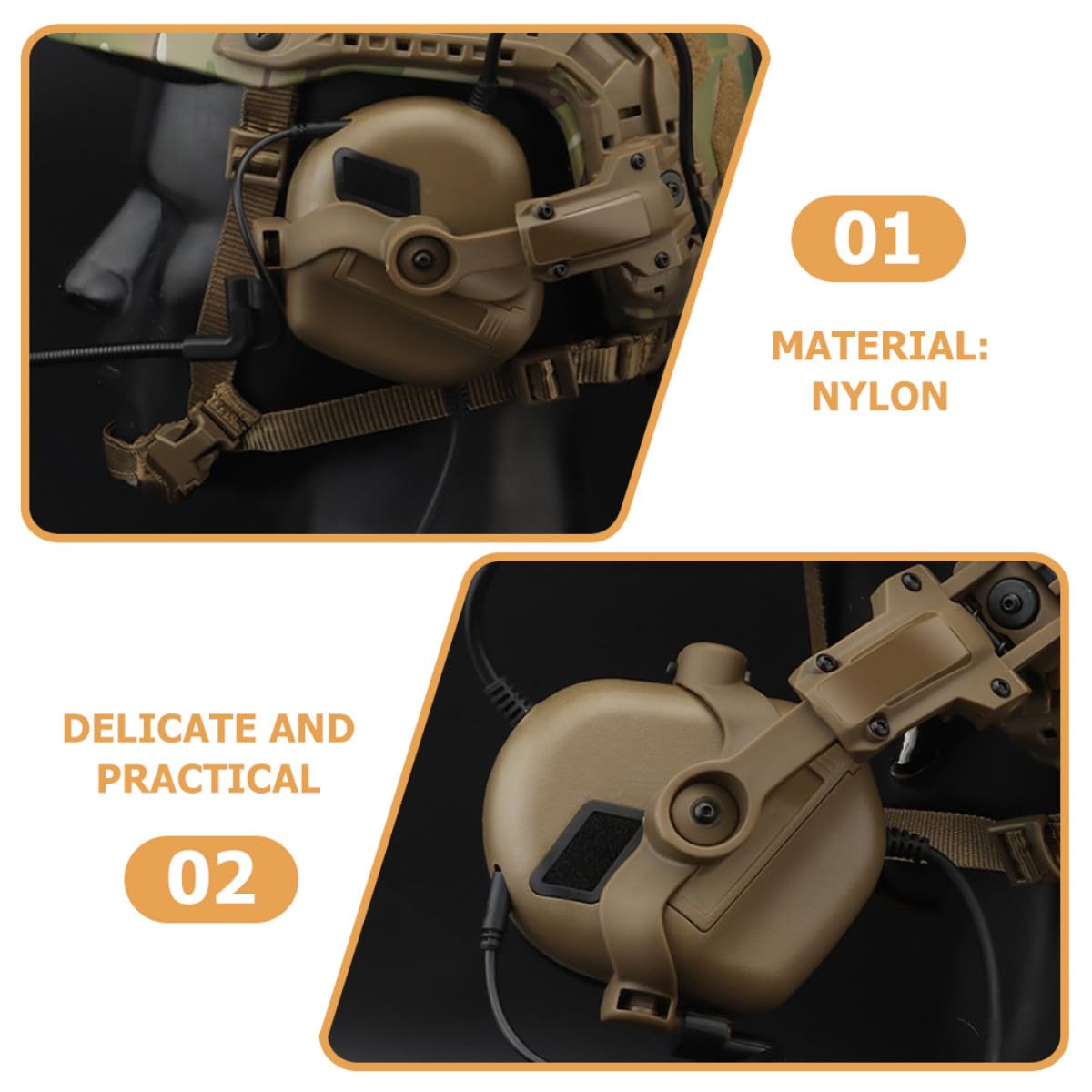 Taktischer Helm mit Drehbarem Arm aus Nylon Kopfhörerhalter 1 Satz für Einfache Verbindung und Platzsparende Aufbewahrung von Headsets im Outdoor Einsatz