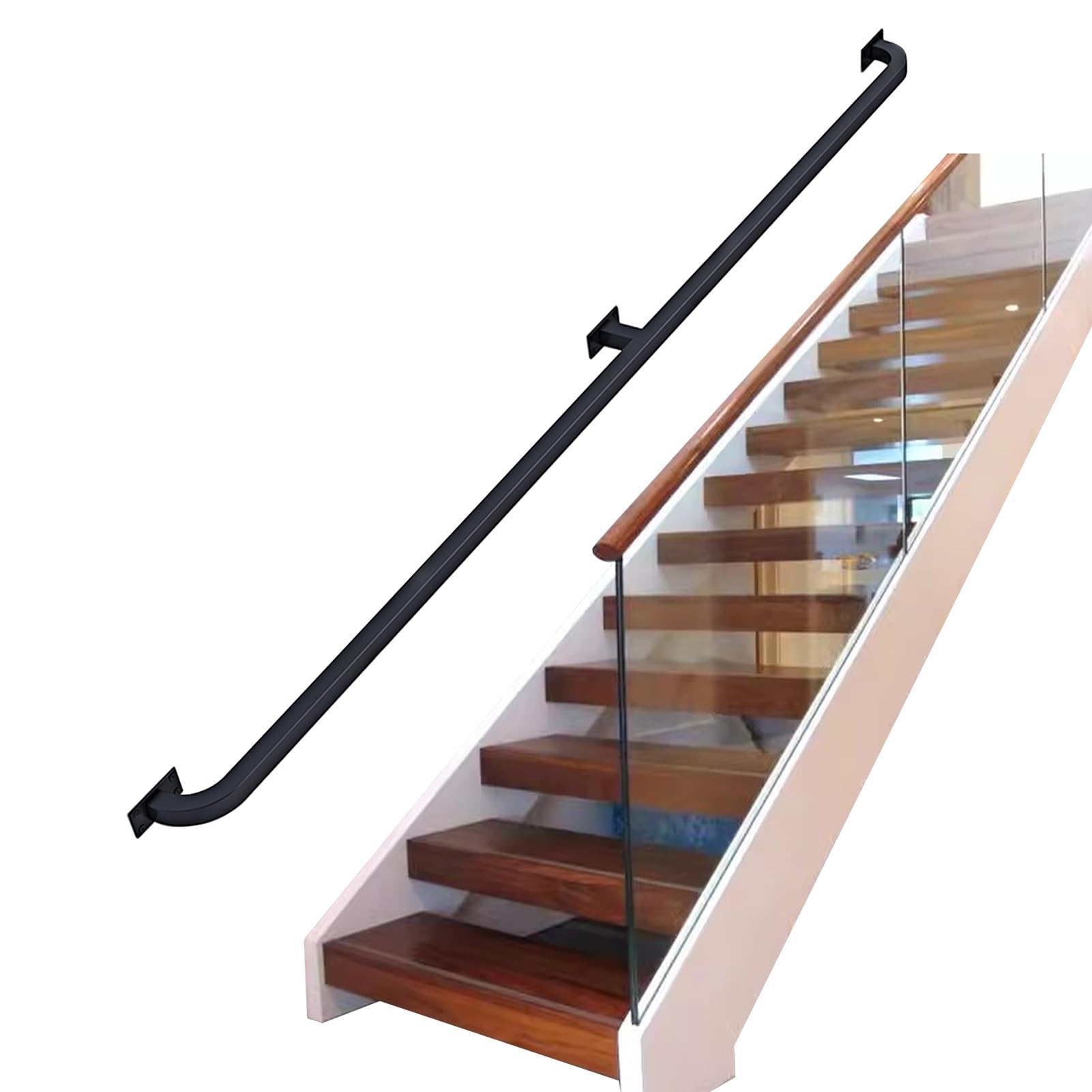 LWJSOCP Stair handrail Handrail for stairs, industrial stair railing, wall mounted, stair handrail, pipe handrail for steps, grab bar, toe rail, balustrade, wrought iron handrails (Size : 450cm)
