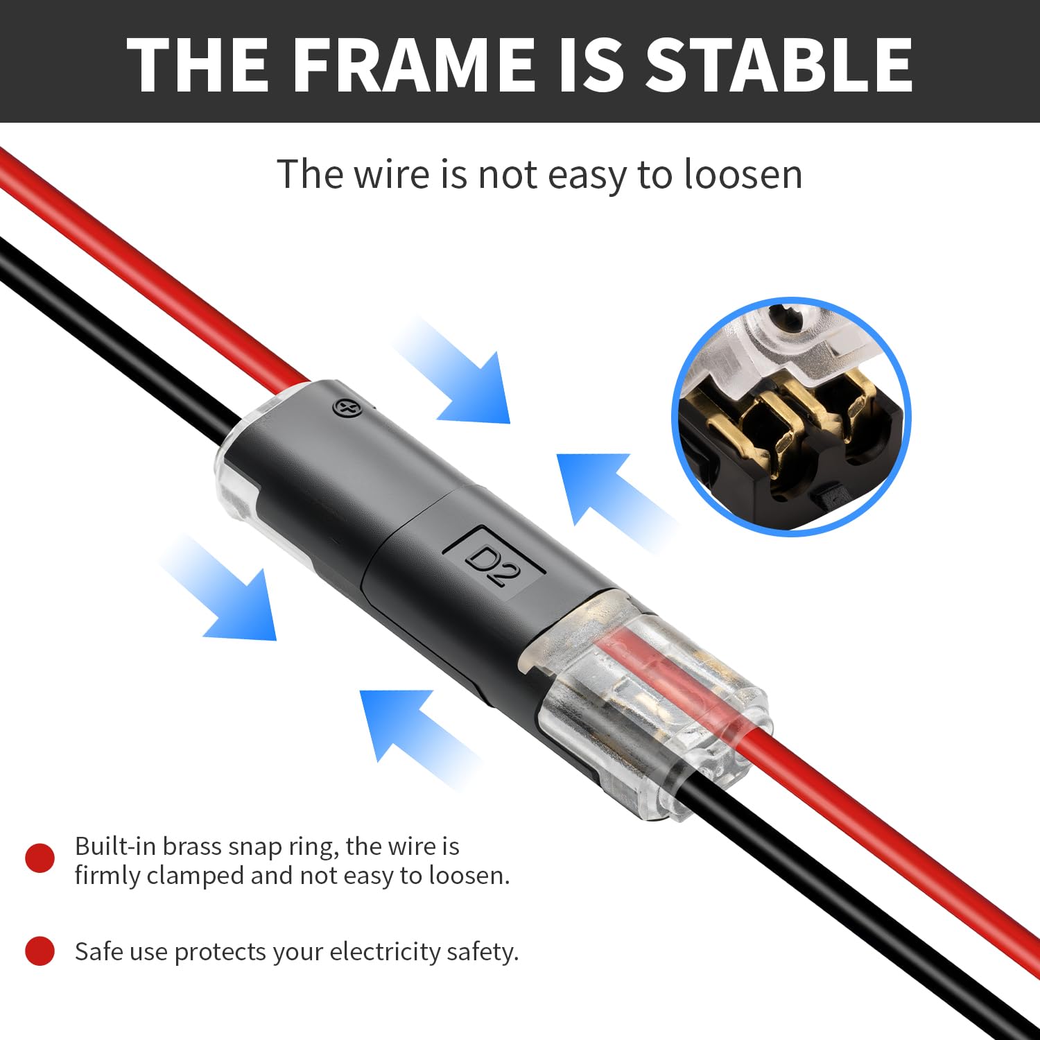 50 Pack Wire Connectors, Low Voltage 2 Pin Quick Splice Wire Connectors, Solderless Wire Splice Connector for 12V Landscape Lighting, LED Light Strips, and Home Wiring Projects