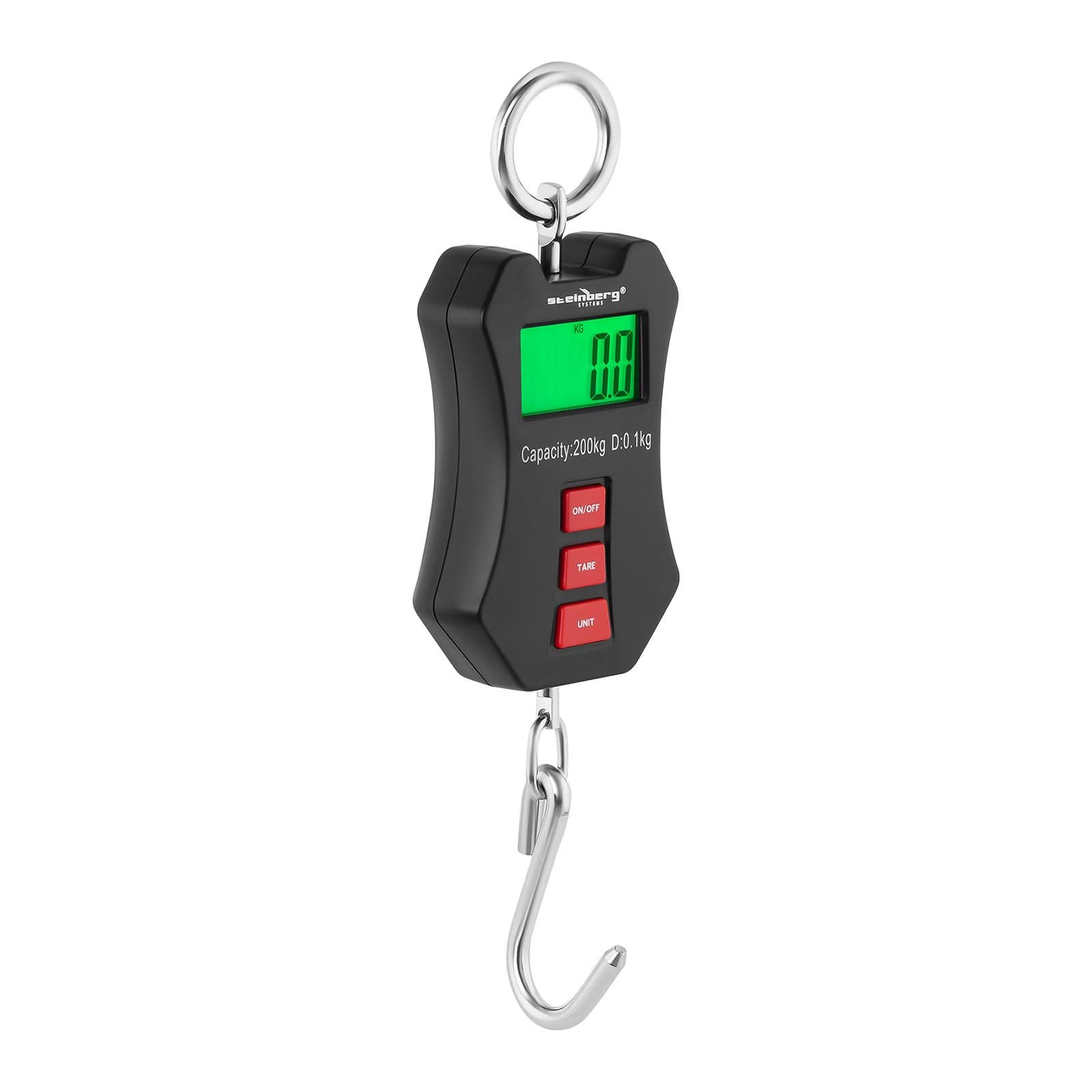 Steinberg SystemsSteinberg Industrial Crane Scale Hanging Scale LCD Display Compact Warehouse Forestry Hunting Industry High Precision 200kg/100g SBS-KW-200C (Min. Load 500g, Max. Load 200kg, Accuracy 100g, N, kg, lb)