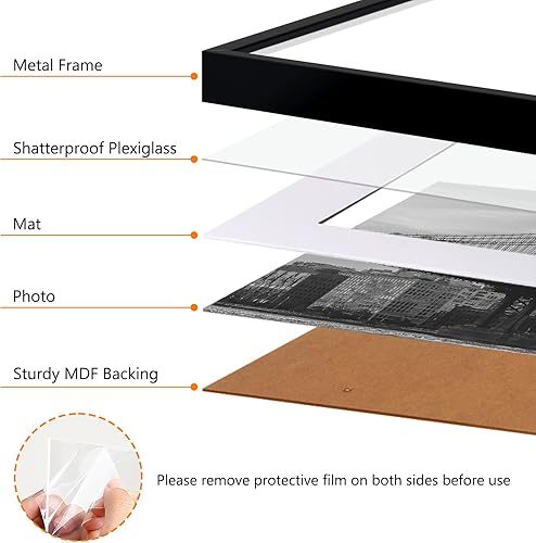 Miniatura 7 de Homso Marco de fotos A1 para póster, imágenes A2 con paspartú o 23.4 x 33.1 pulgadas sin paspartú, marcos de metal con borde fino con plexiglás para