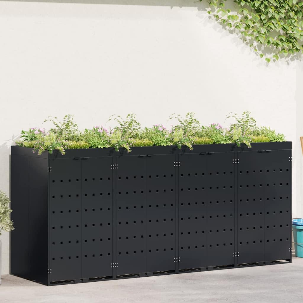 Almacenamiento de Cubos Wheelie para 4 Cubos Negro,Casa y jardín,Productos del hogar,Accesorios para contenedores de residuos,Soportes para contenedores de residuos,94.2kg-3394740