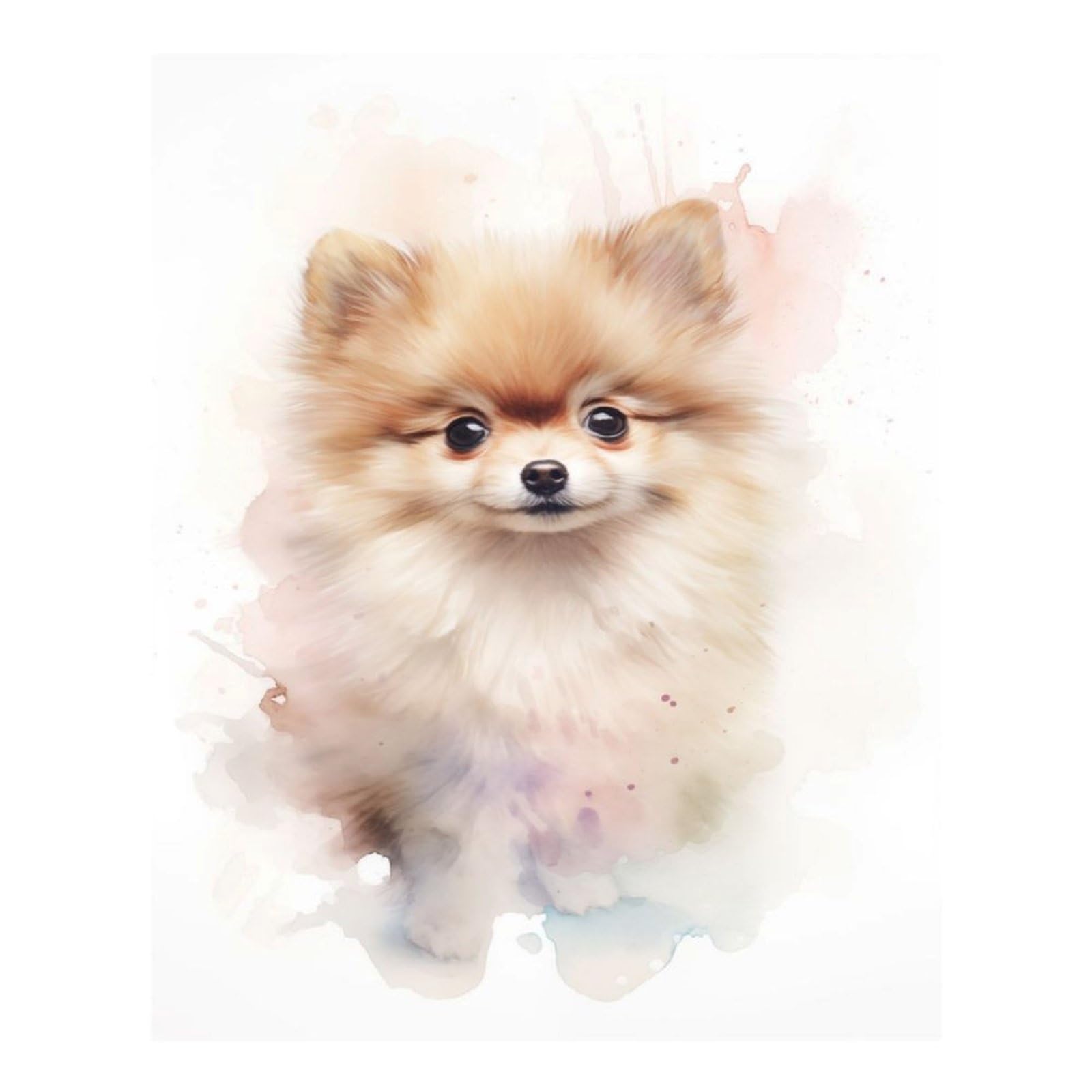 Poliuaws Pomeranian Watercolor Diamond Painting Kits Adults For Home Wall Decor Relaxing Fun Gem Art Kit And Crafts 16"X20" Diamond Painting