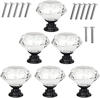 Vista 16 de Akstore 6 pomos de cristal para gabinetes de 1.18 pulgadas (1.181 in) con forma de diamante, para cajones de cocina, aparador, armario, tiradores