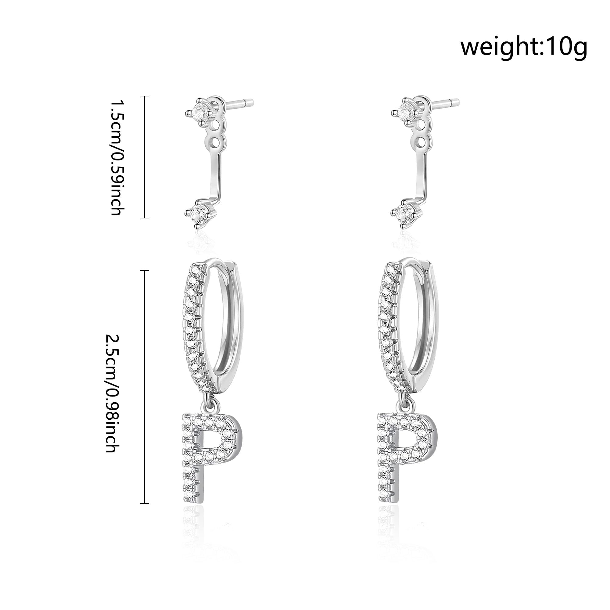 Seleneva 2 Paia Orecchini Cerchio Donna, Argento 925 Iniziale Orecchini a Cerchio A-Z Ipoallergenico Orecchini a Lobo Piccoli per Fori Multipli
