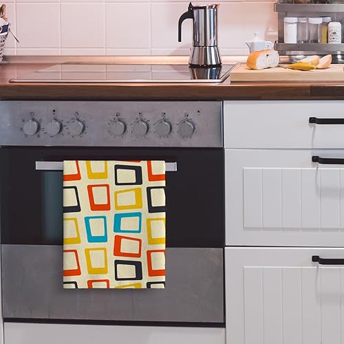 Miniatura 5 de Cukemip Juego de 2 toallas de cocina modernas de mediados de siglo, absorbentes, retro, color verde azulado, para cocina, bar, hornear, secar y