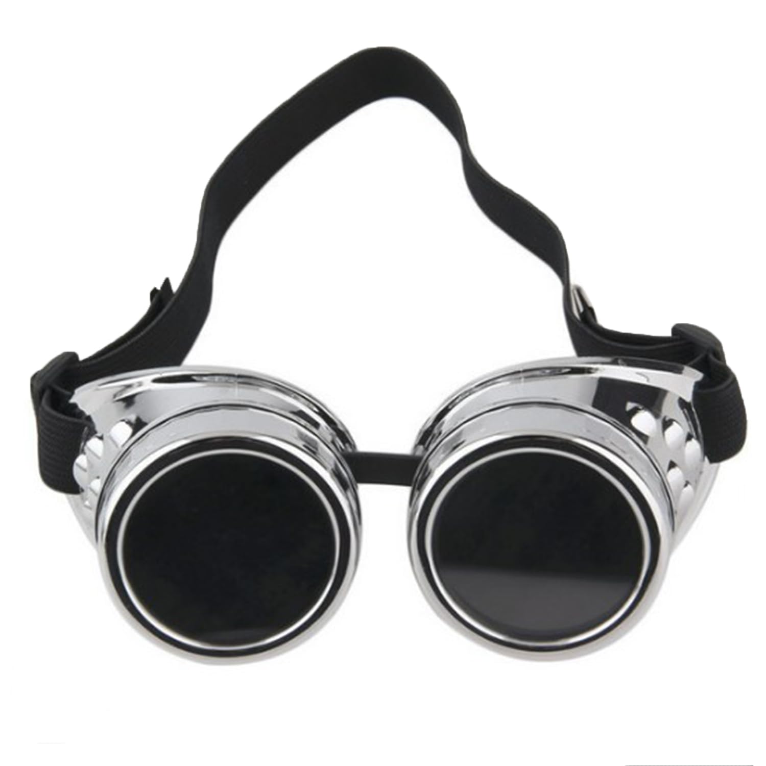 Bohue Steampunk Goggles Vintage Glasses Gothic Halloween Cosplay Sunglasses Dress-Up Accessories Party Eyewear for Men Women (Silver)