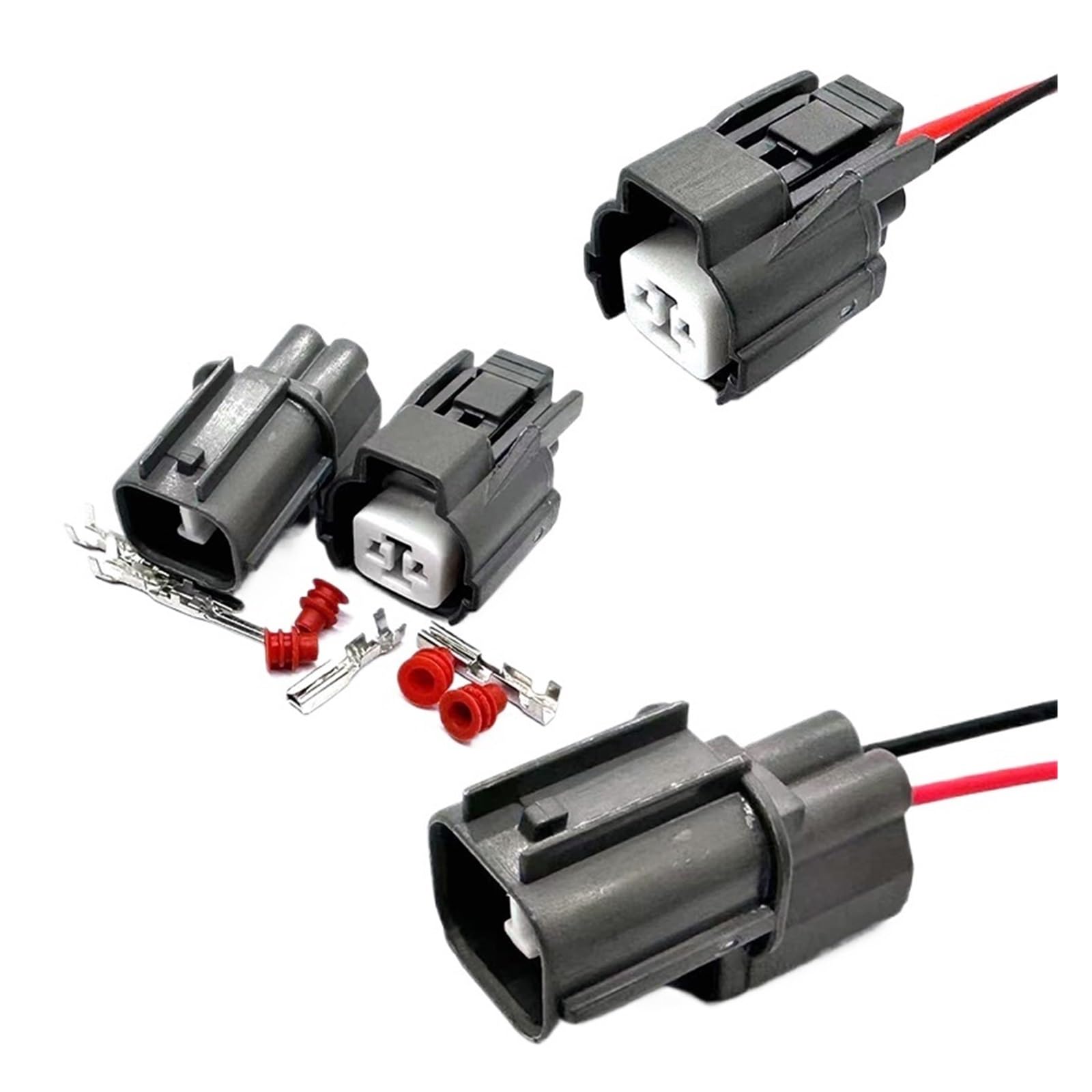 Connecteur étanche automatique à 2 broches, faisceau de câblage de lumière, serrure de porte arrière, prise de klaxon de moteur 6181-0070 6189-0129, 1 jeu de 2 broches(Brown,1 Set)