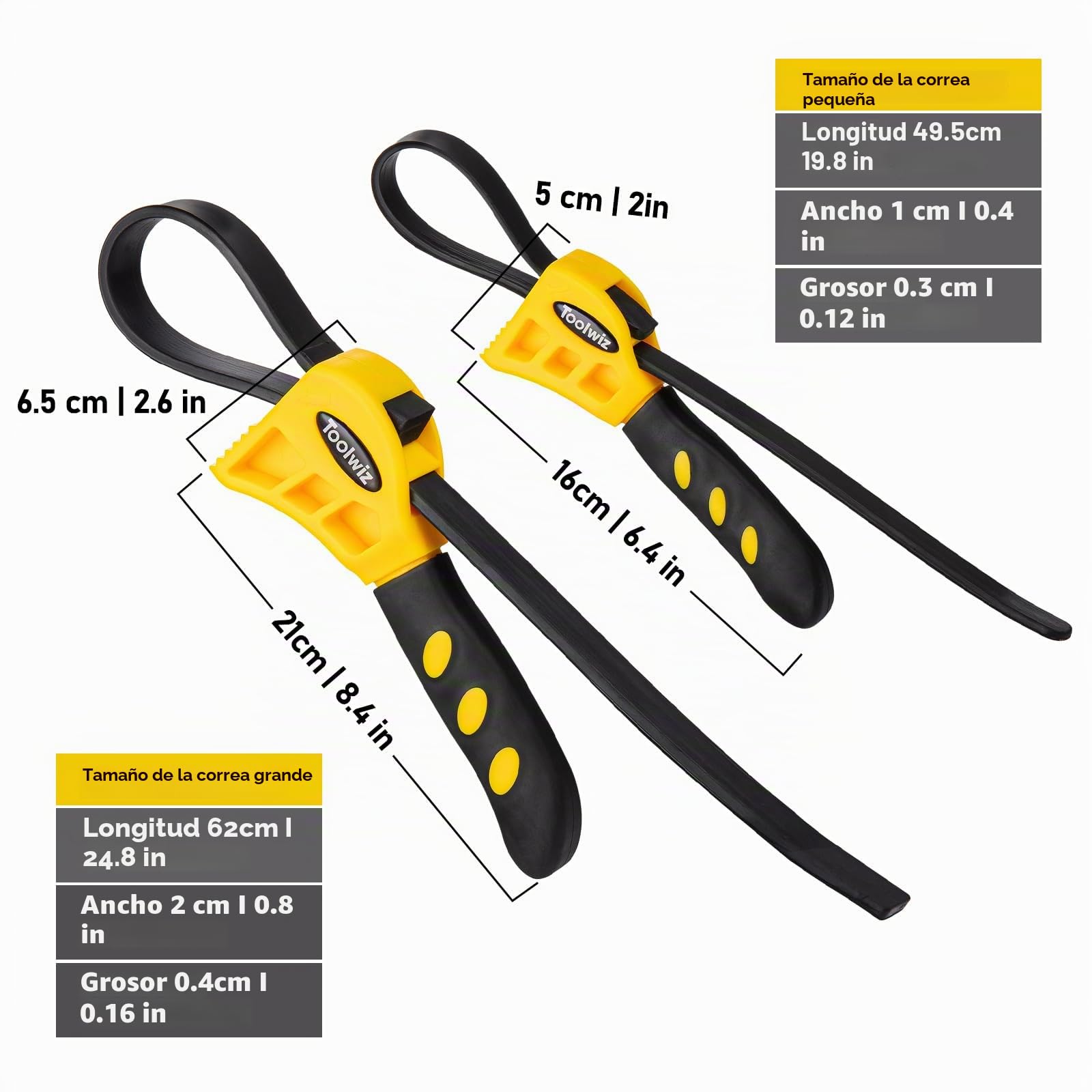 Toolwiz Llave de Correa 2 Piezas Universal Ajustable Llave de Correa de Goma Herramientas Llave de Filtro de Aceite Correa